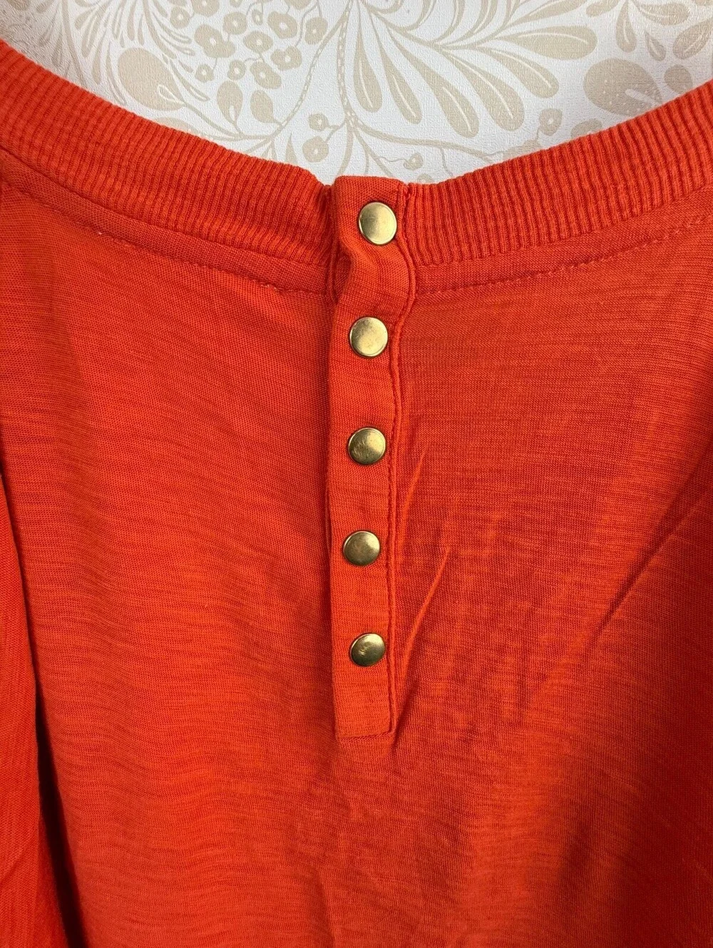 Nation LTD Orange Red 100% Pima Cotton Ruffle Sleeve Top - Size - X-Large